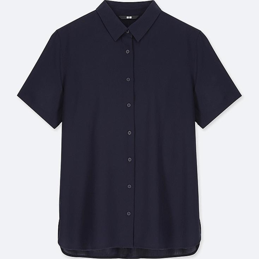 Women Rayon Short Sleeve Blouse Navy 2019 Version